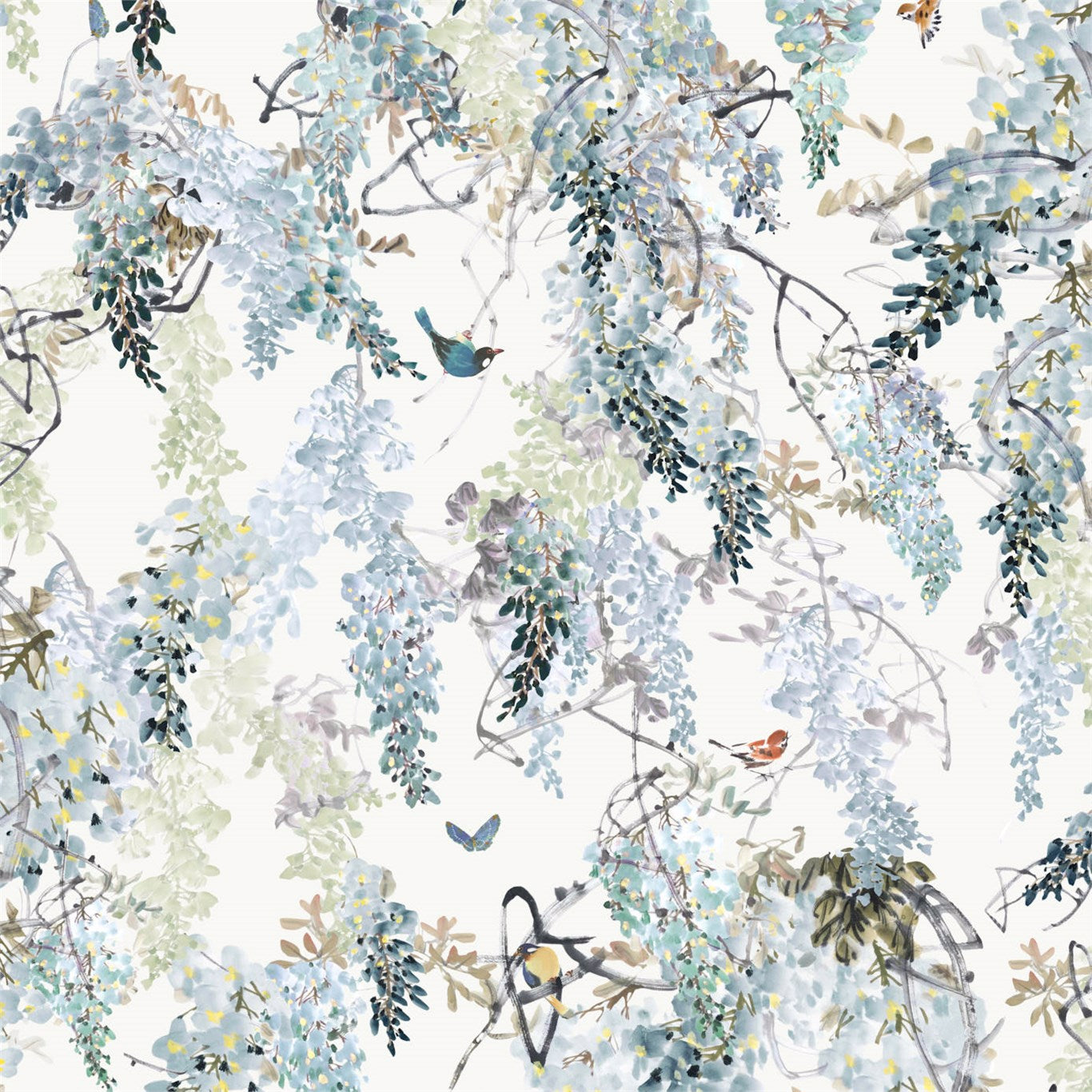 Wisteria Falls Panel A Wallpaper by Sanderson