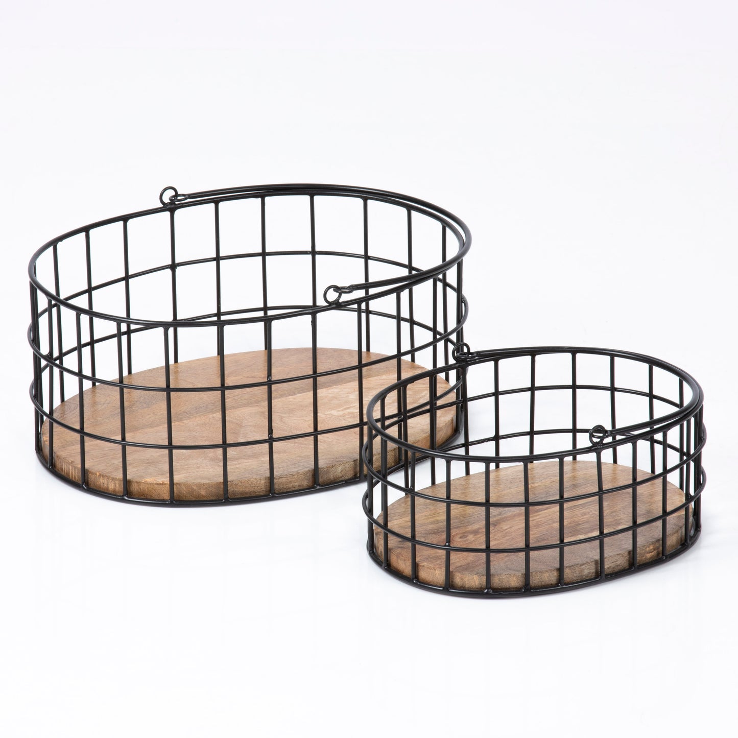 Aldwych 100% Metal Wood Base with Handles - Nested, Set of 2