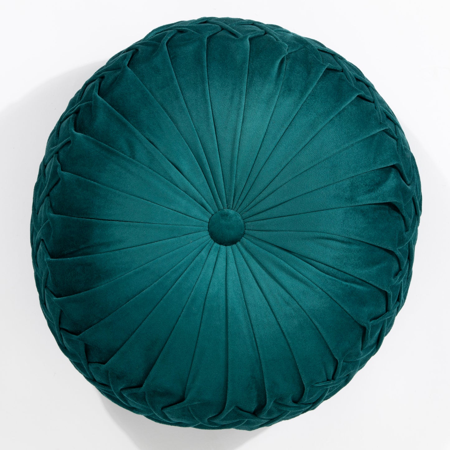 Lake 35cm Round Button Velvet Teal Colour Cushion