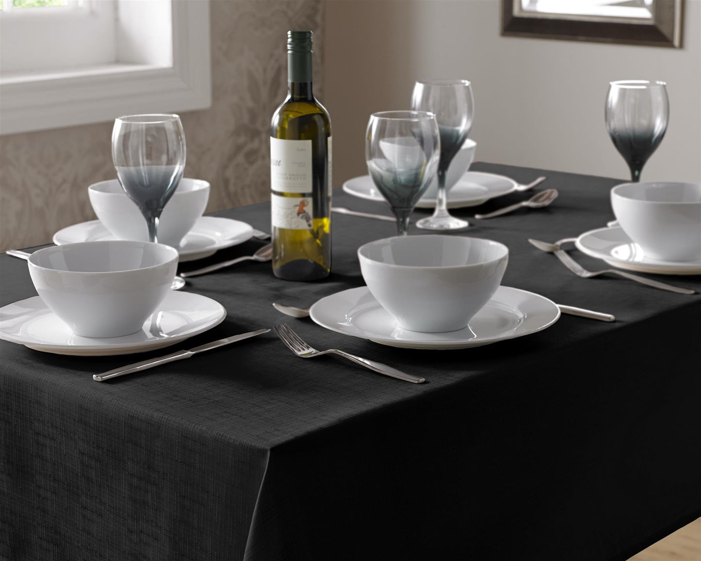 Black Linen Look Tablecloths