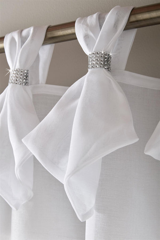 White Tiaras Tab Top Voile Curtain Panel