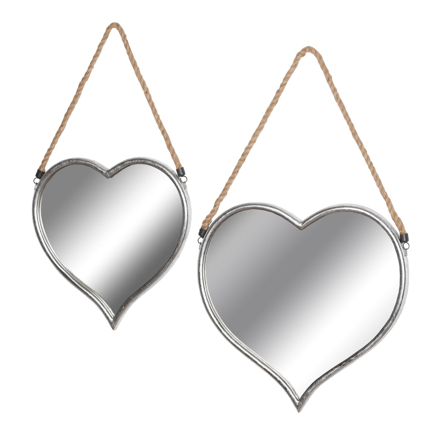 Set Of Two Heart Mirrors With Rope Detail (18389) By Hill Interiors