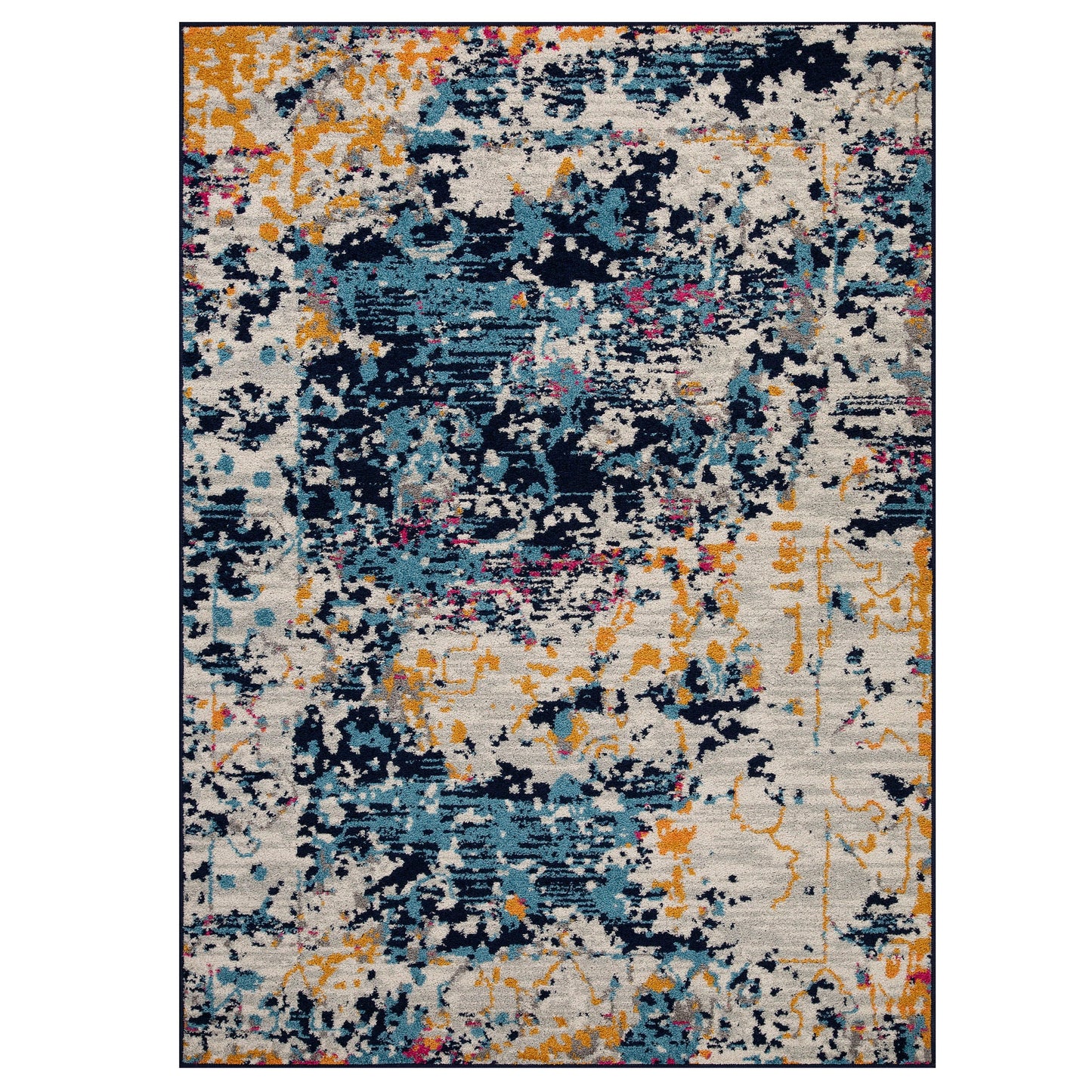 Gilbert 531 B Distressed Rug - Blue/Grey/Mustard/Cream