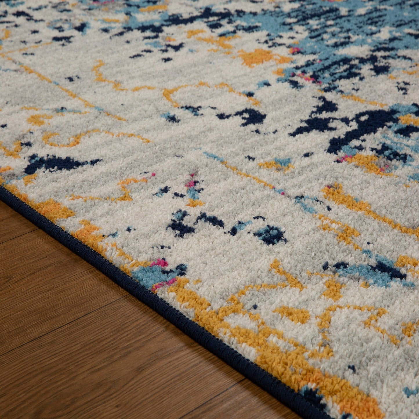 Gilbert 531 B Distressed Rug - Blue/Grey/Mustard/Cream