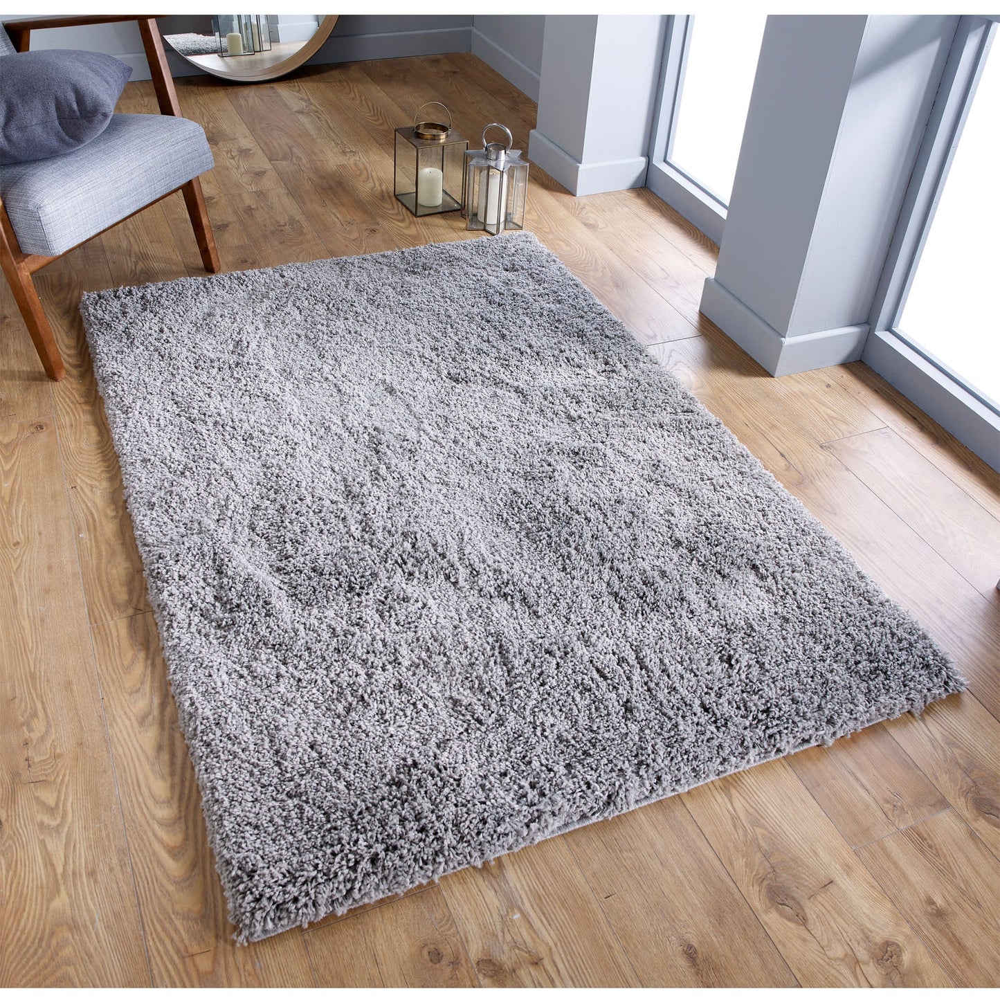 Serene Grey Plain Rug - Grey