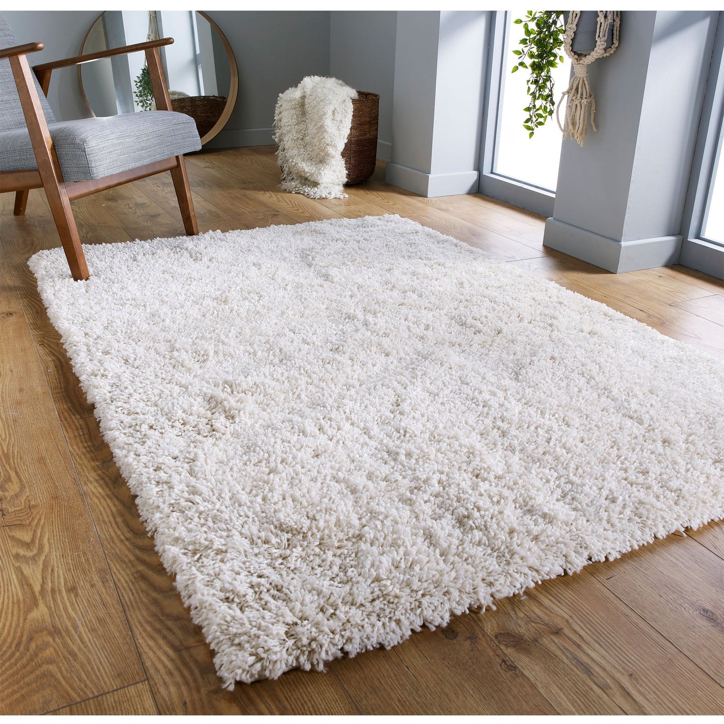 Serene Cream Plain Rug - Cream