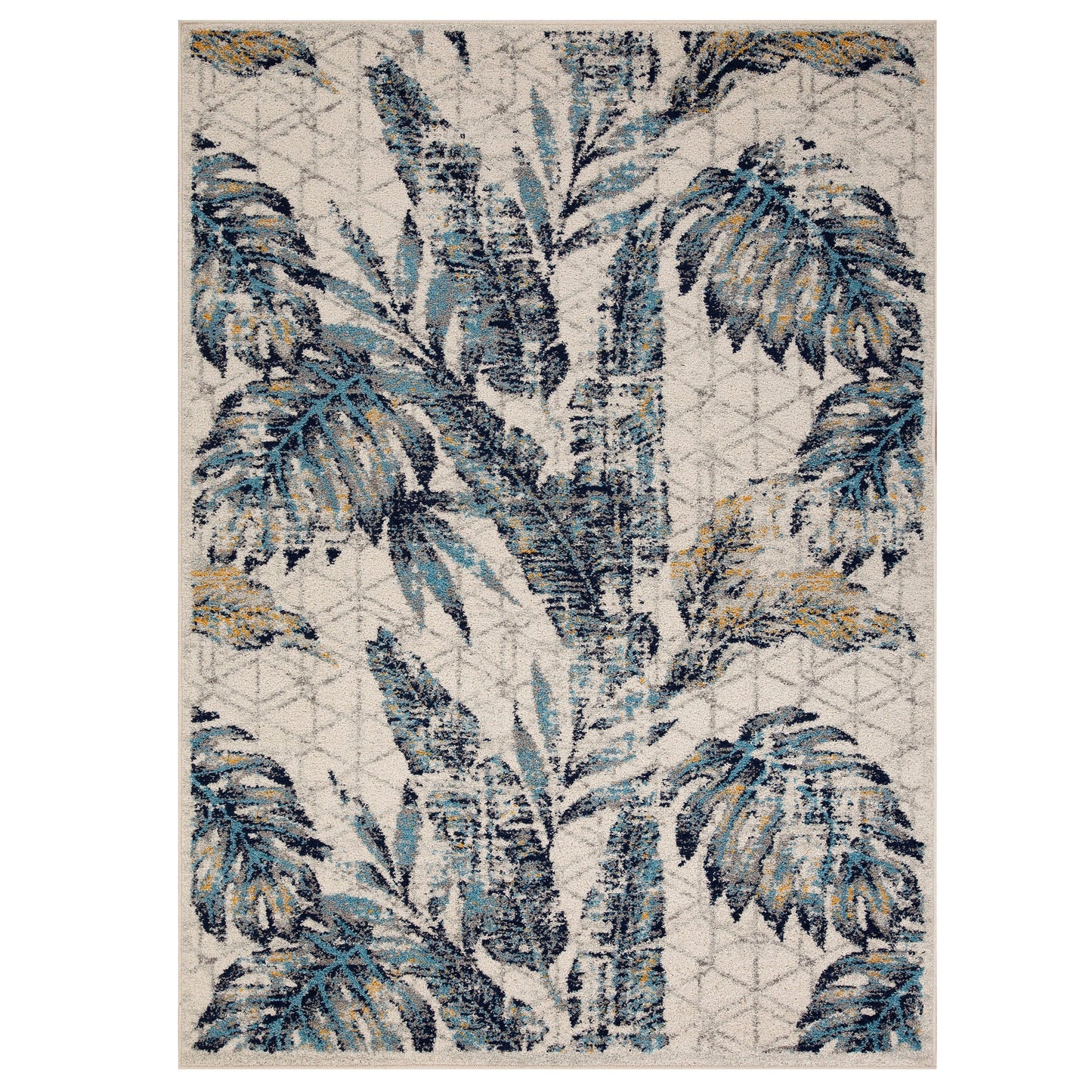 Gilbert 3 W Tropical Rug - Blue/Grey/Cream