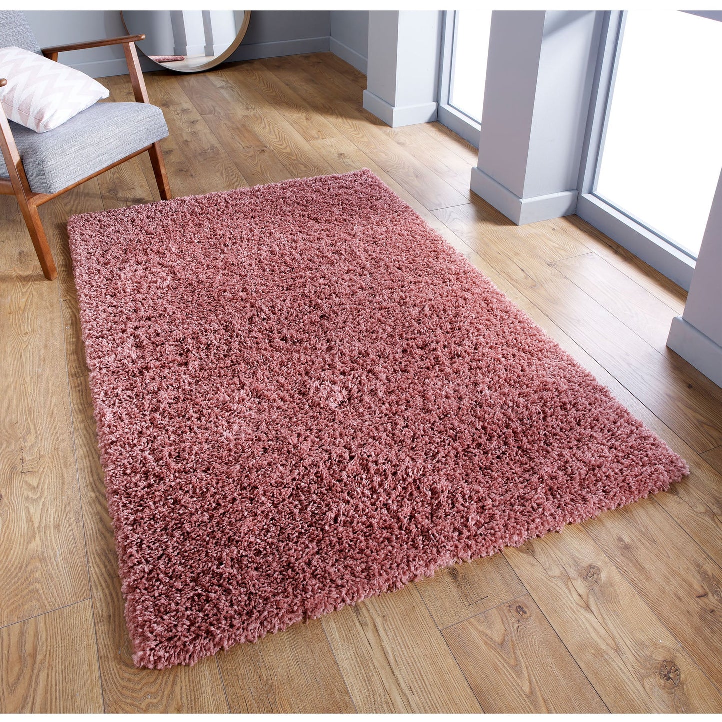 Serene Pink Plain Rug - Pink