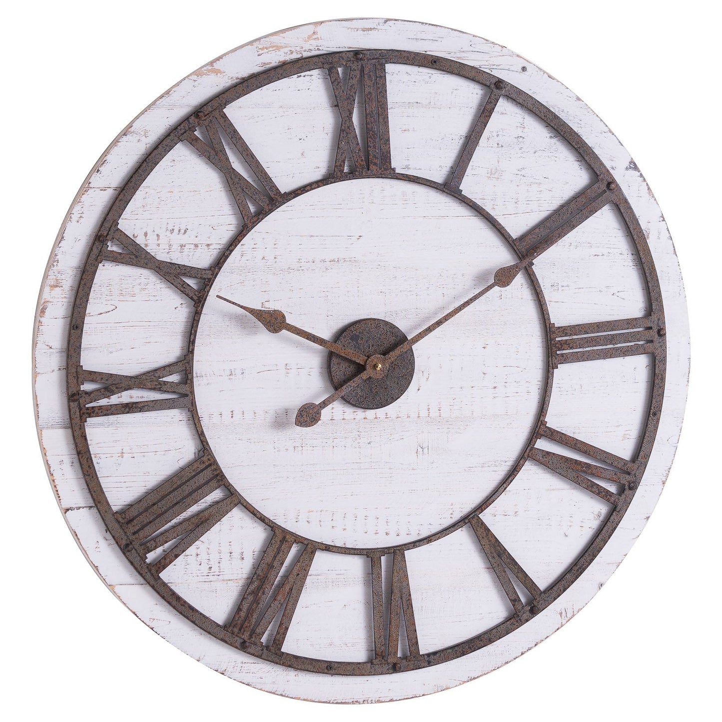 Rustic Wooden Clock With Aged Numerals And Hands (20794) By Hill Interiors