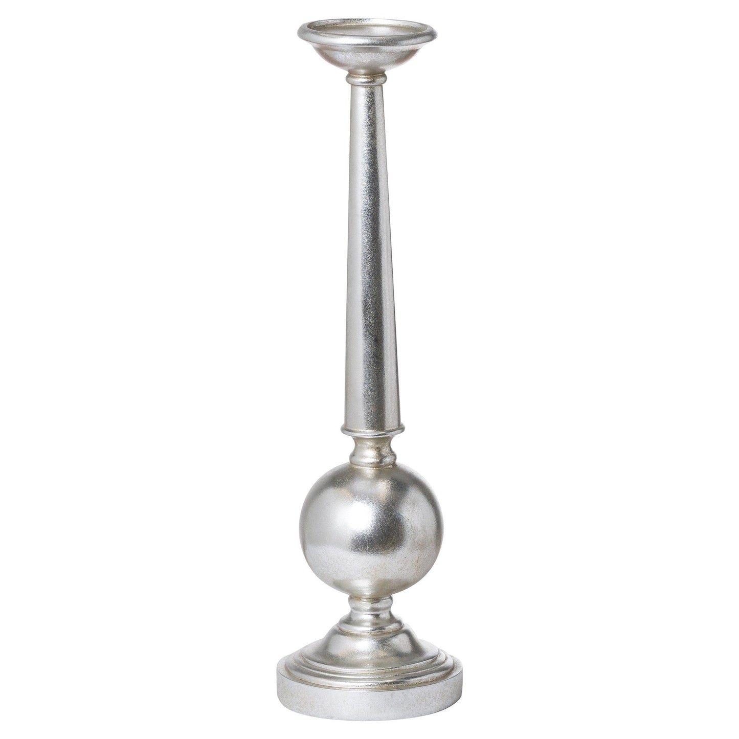 Antique Silver Large Column Candle Stand (21297) By Hill Interiors