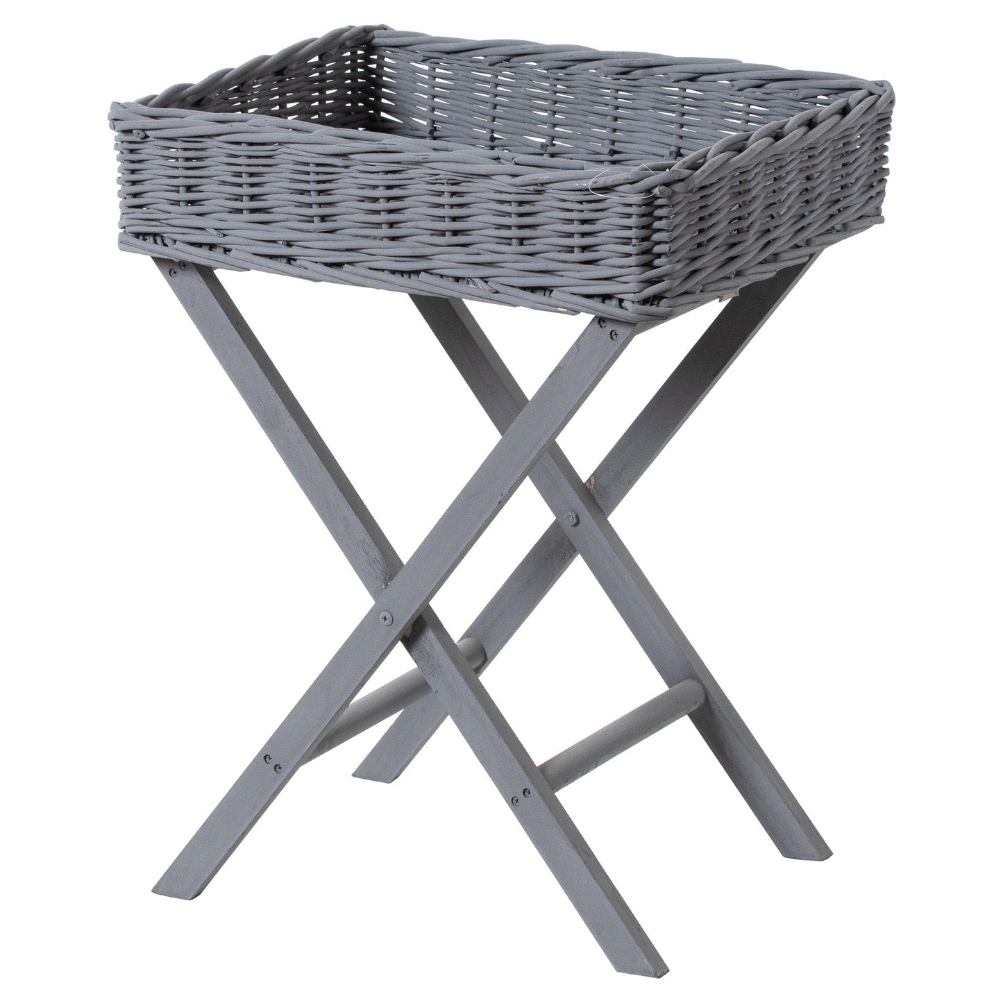 Grey Wicker Basket Butler Tray (21430) By Hill Interiors