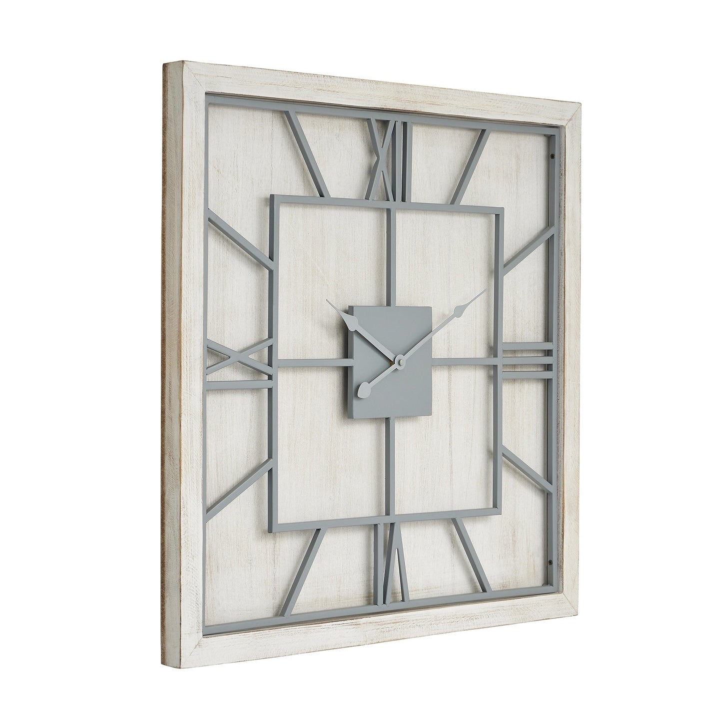 Williston White Square Wall Clock (21651) By Hill Interiors