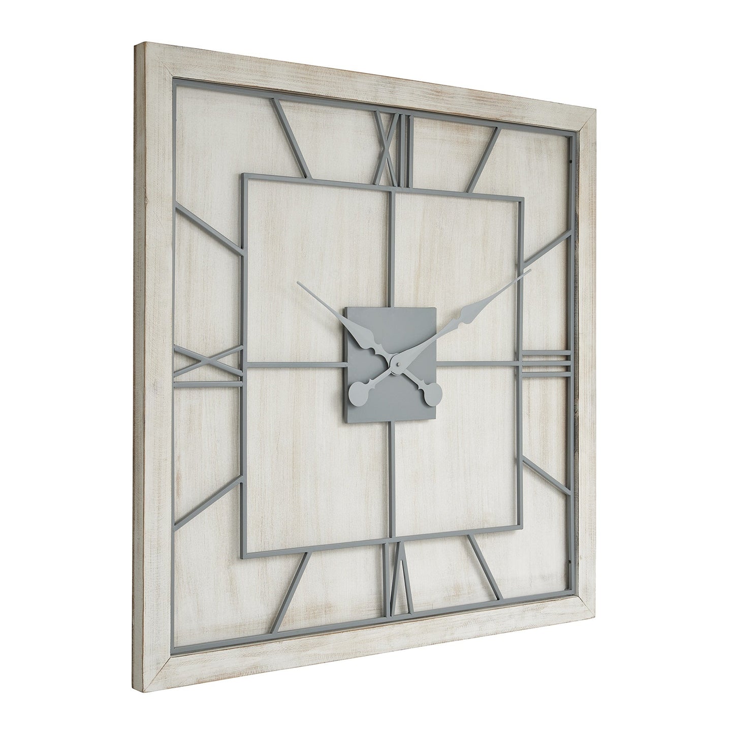 Williston White Square Large Wall Clock (21652) By Hill Interiors