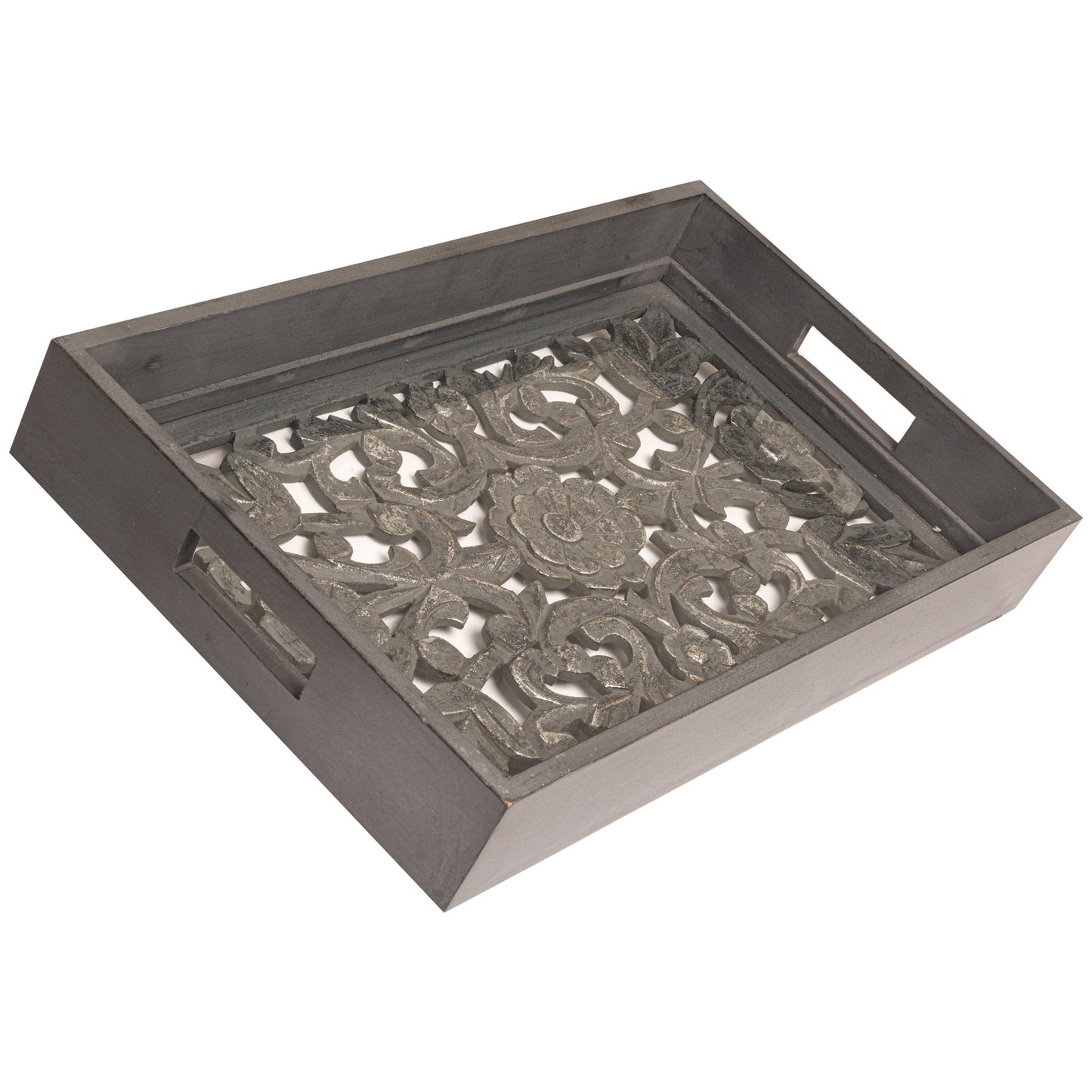Rectangular Carved Metallic Hampton Tray (22114) By Hill Interiors