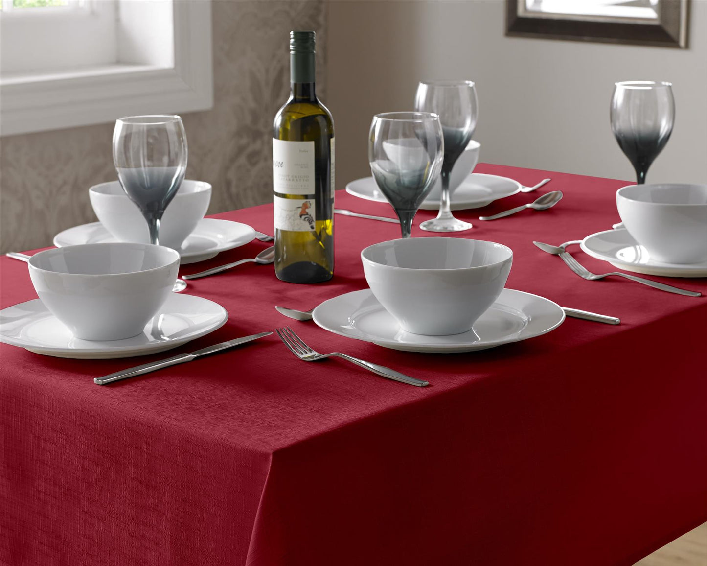 Red Linen Look Tablecloths