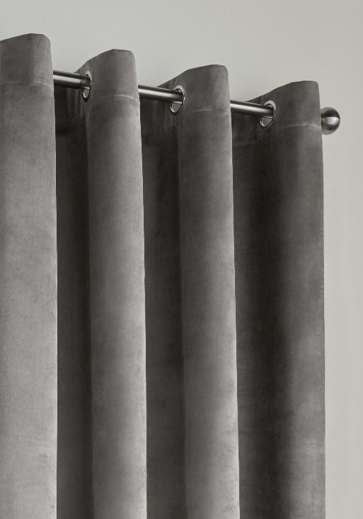 Silver Triple Weave Blockout Velvet Ring Top Curtains
