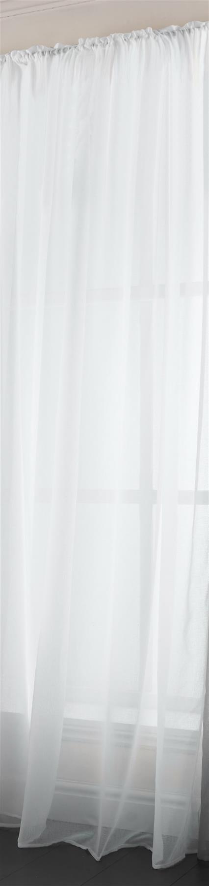 White Marble Textured Slot Top Voile Curtain Panel
