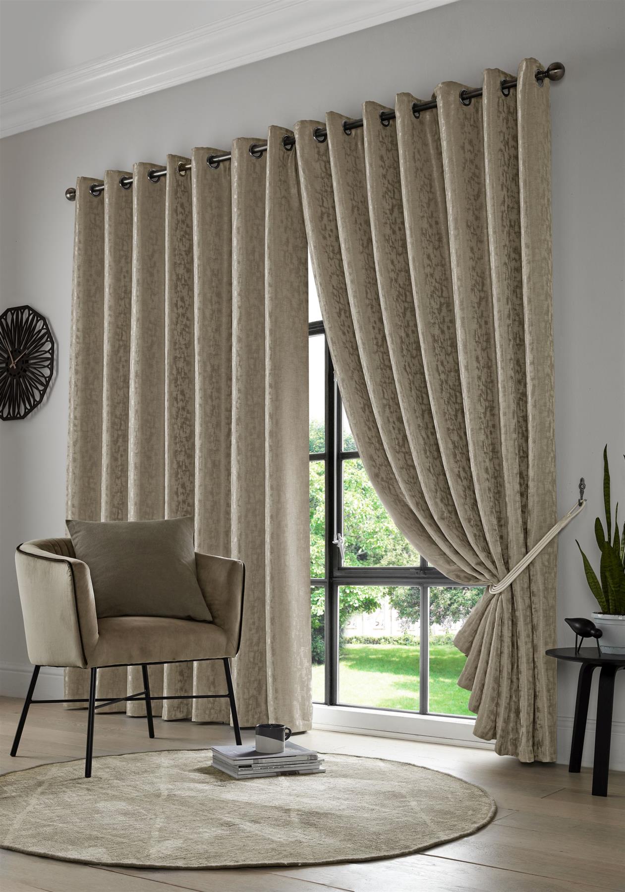 Gold Keswick Fully Lined Eyelet Curtains Pair