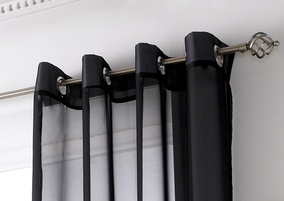 Black Plain Voile Eyelet Panel. Including Free Tie Back