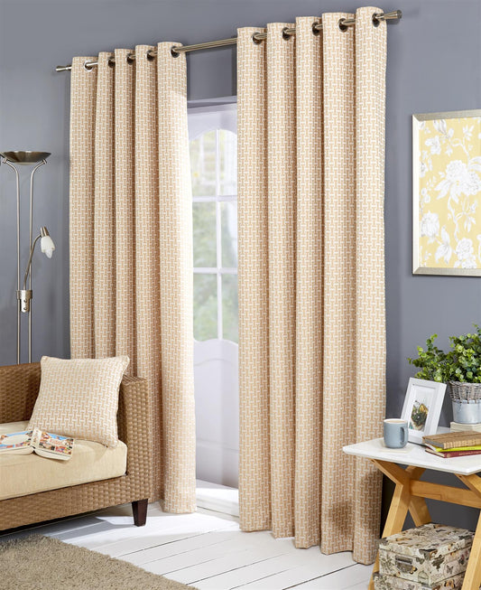 Ochre Balmoral Fully Lined Eyelet Curtains Pair