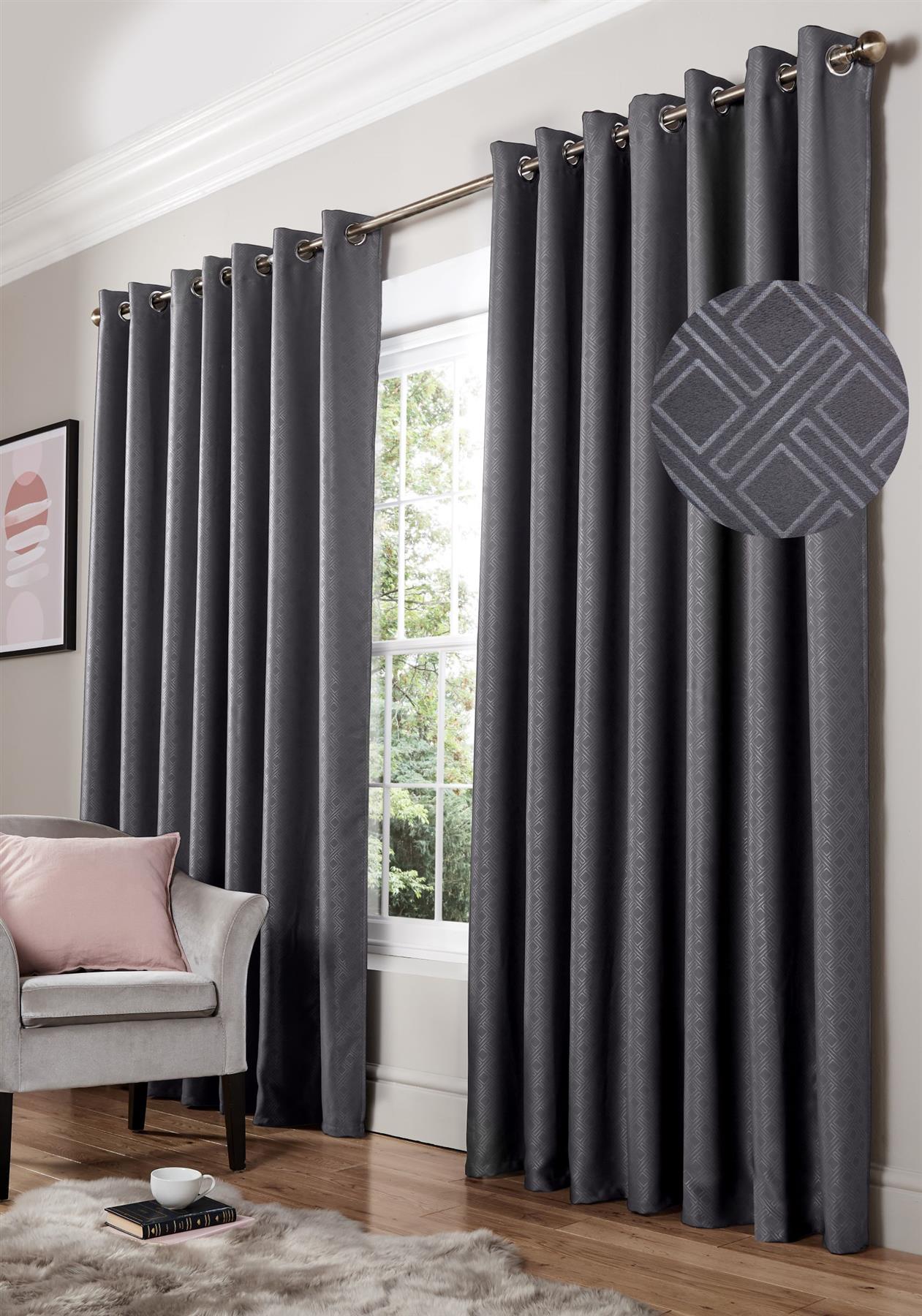 Charcoal Dia Thermal Eyelet Curtains - Pair