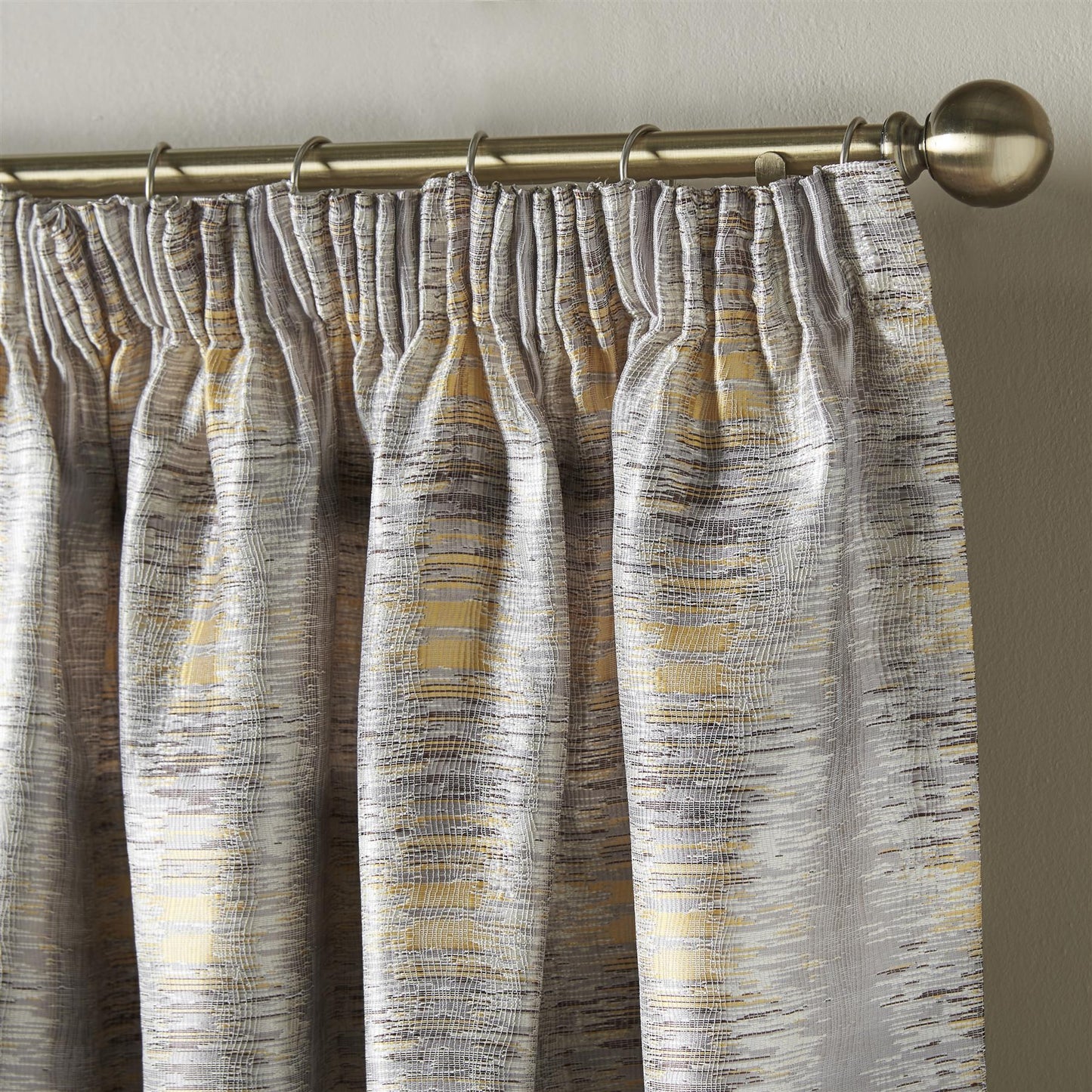 Ochre Reflection Fully Lined Pencil Pleat Curtains Pair
