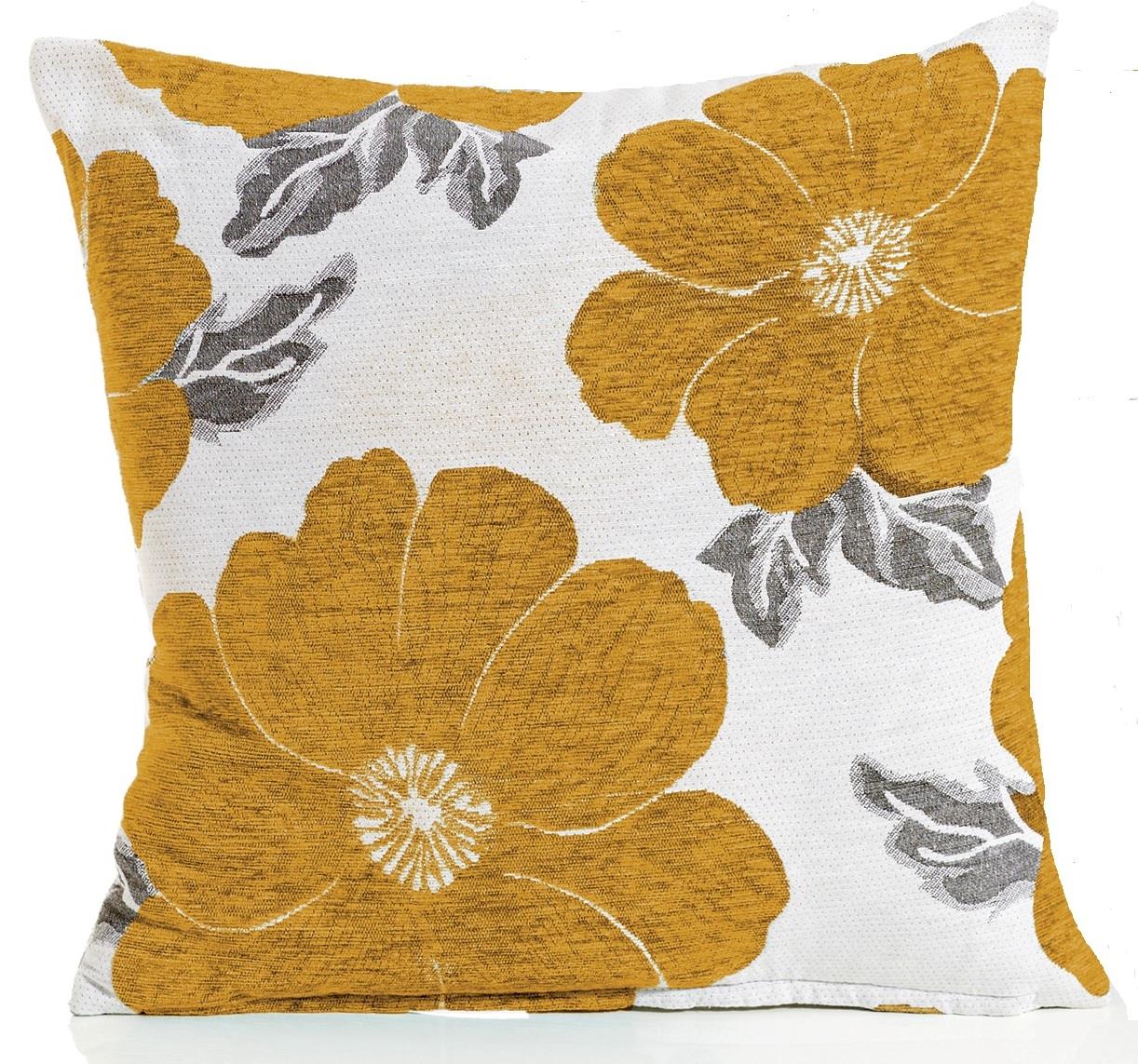 Ochre Poppie Chenille Cushion Covers