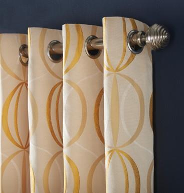 Ochre Omega Fully Lined Eyelet Curtains Pair