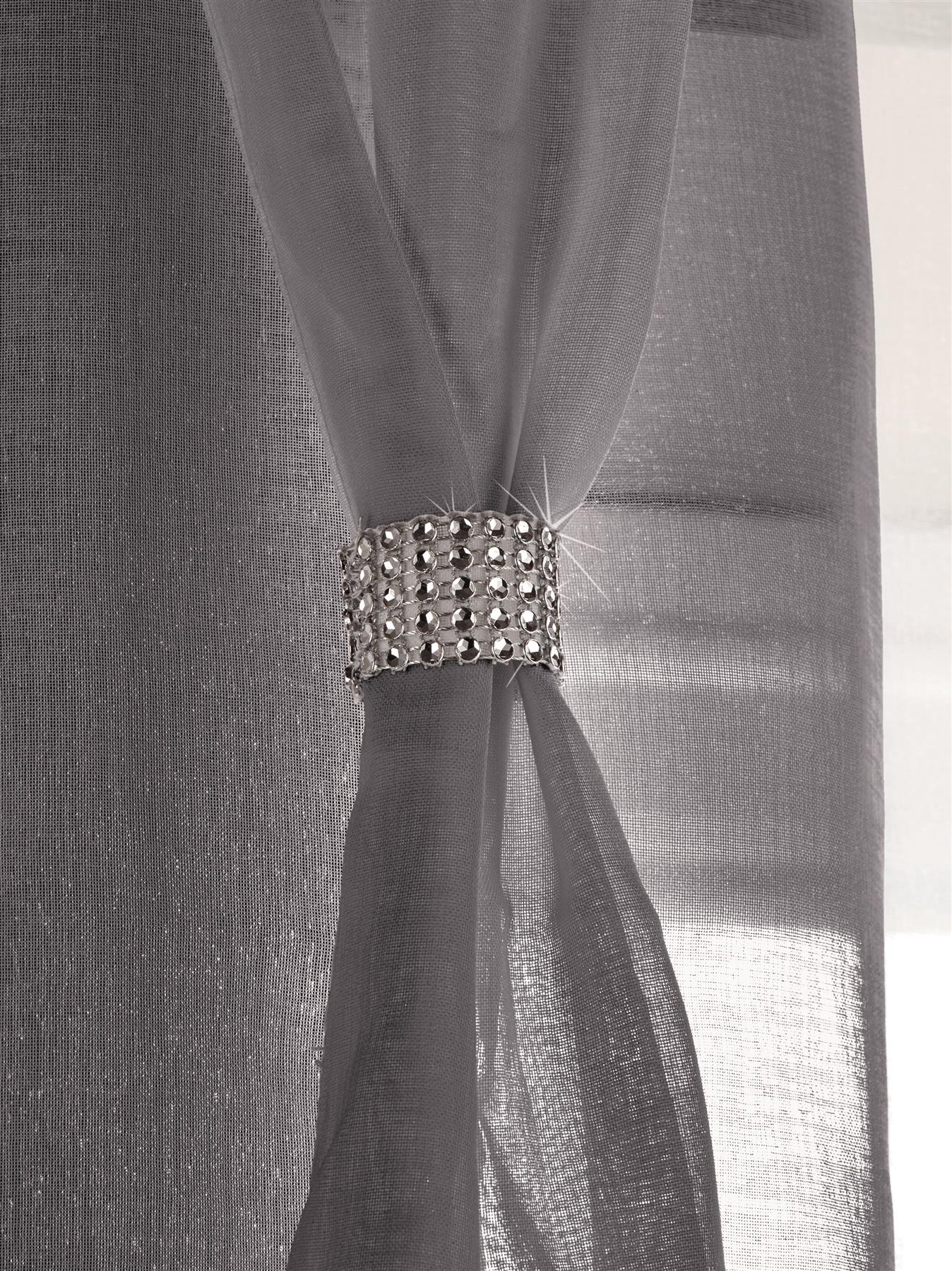 Silver Diane Eyelet Voile Curtain Panel