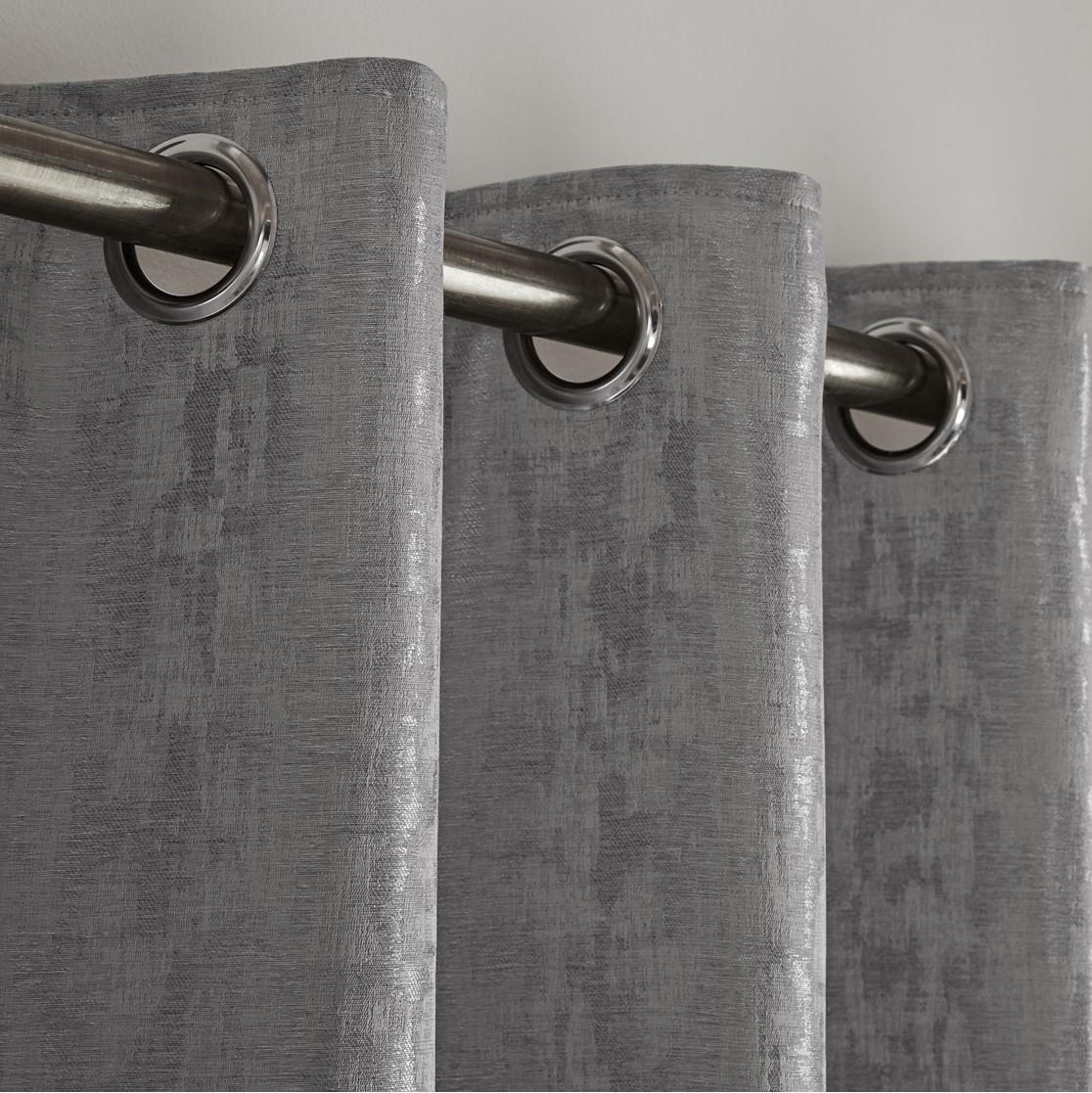 Silver Keswick Fully Lined Eyelet Curtains Pair