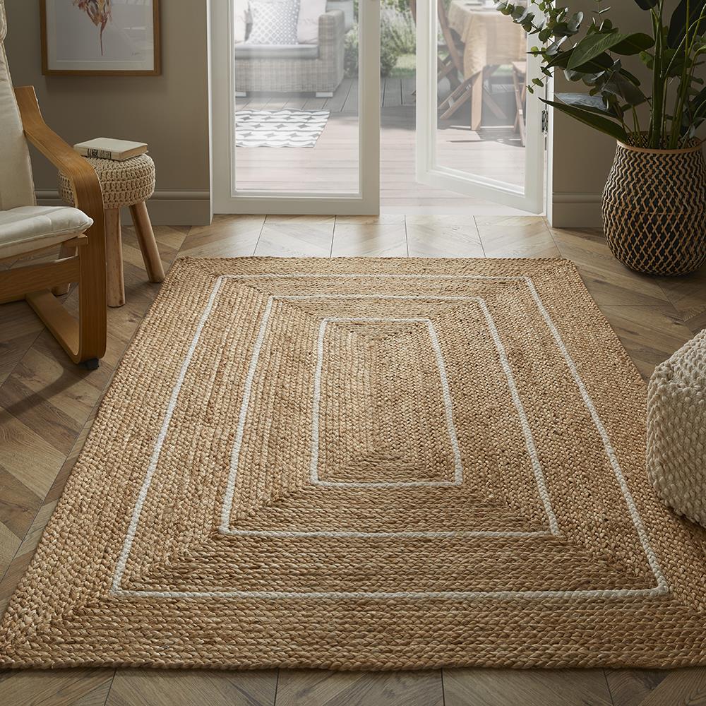 Prestbury Natural Border Handbraided Rug