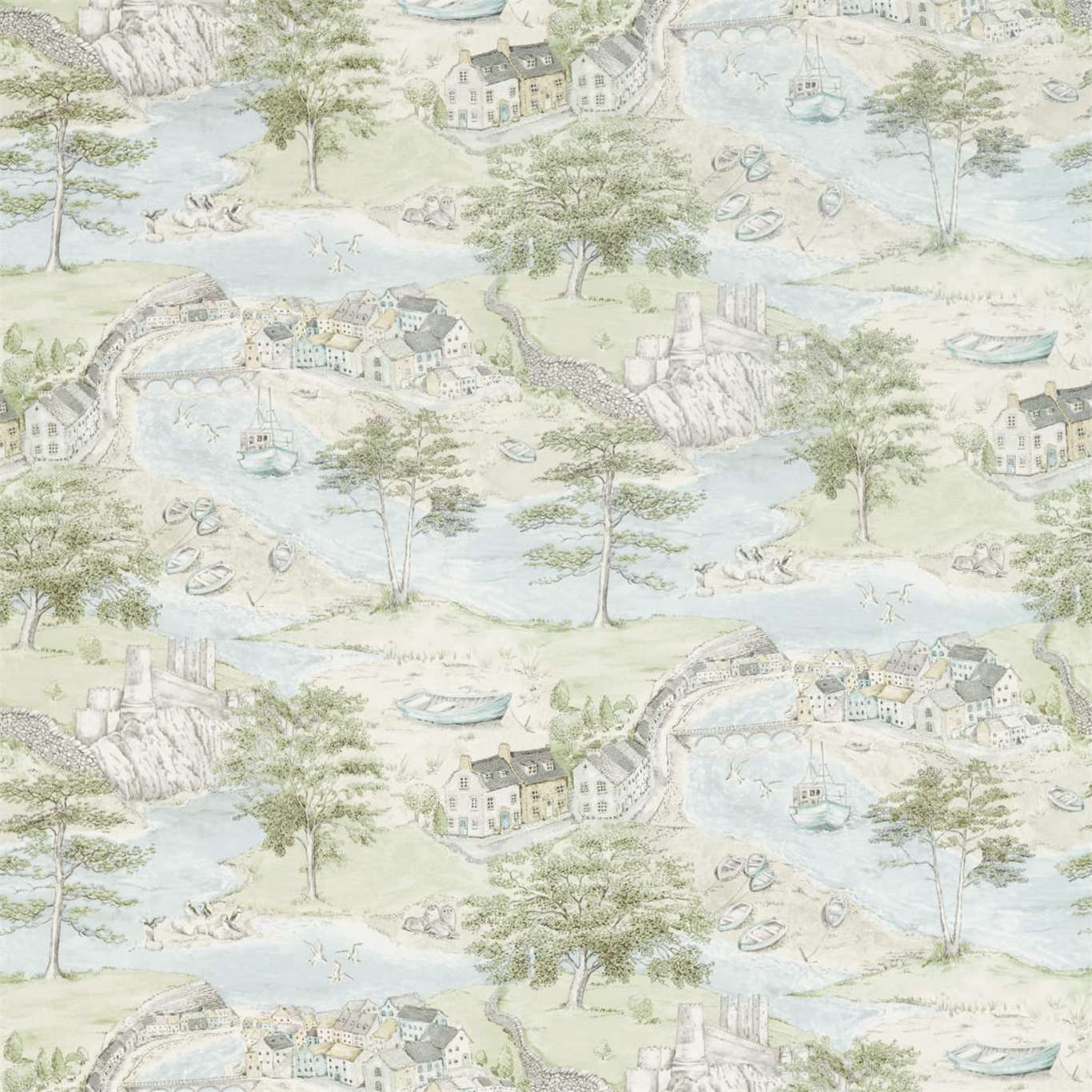 Sea Houses Fabric by Sanderson