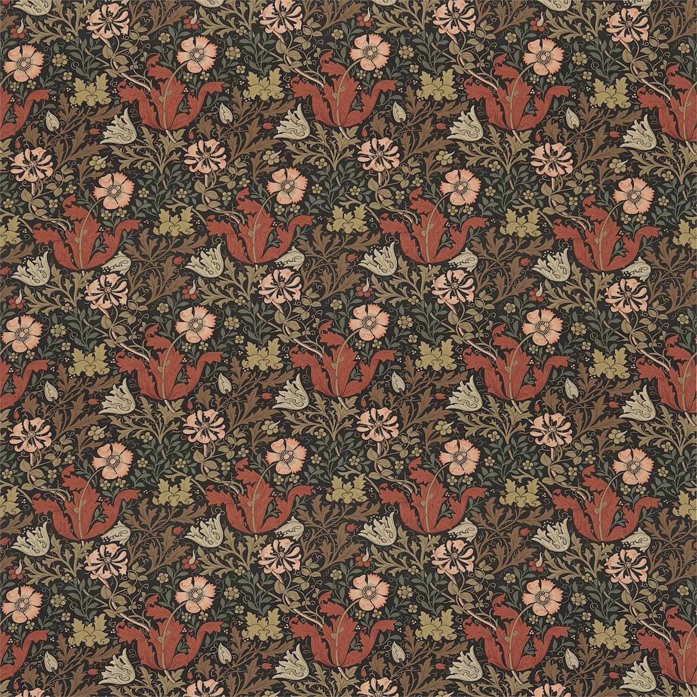 Compton Fabric by Morris & Co. - DJA196201 - Terracotta/Multi