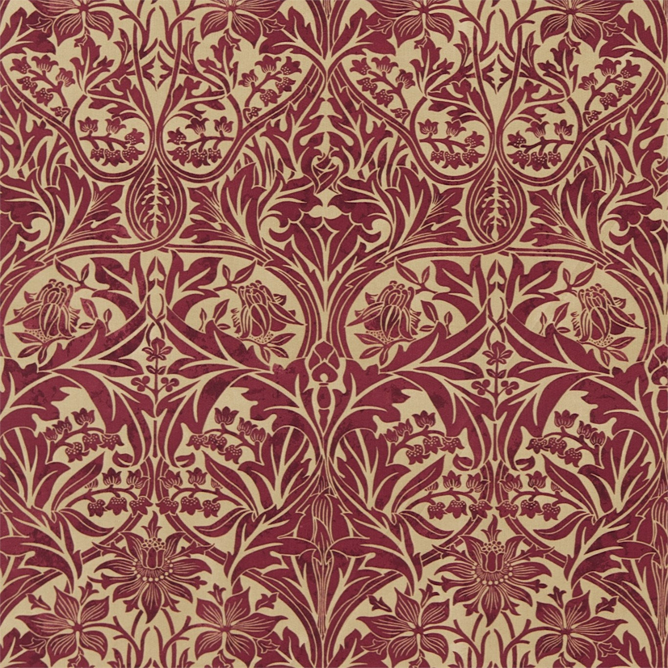 Bluebell Fabric by Morris & Co. - DM6F220332 - Claret/Gold