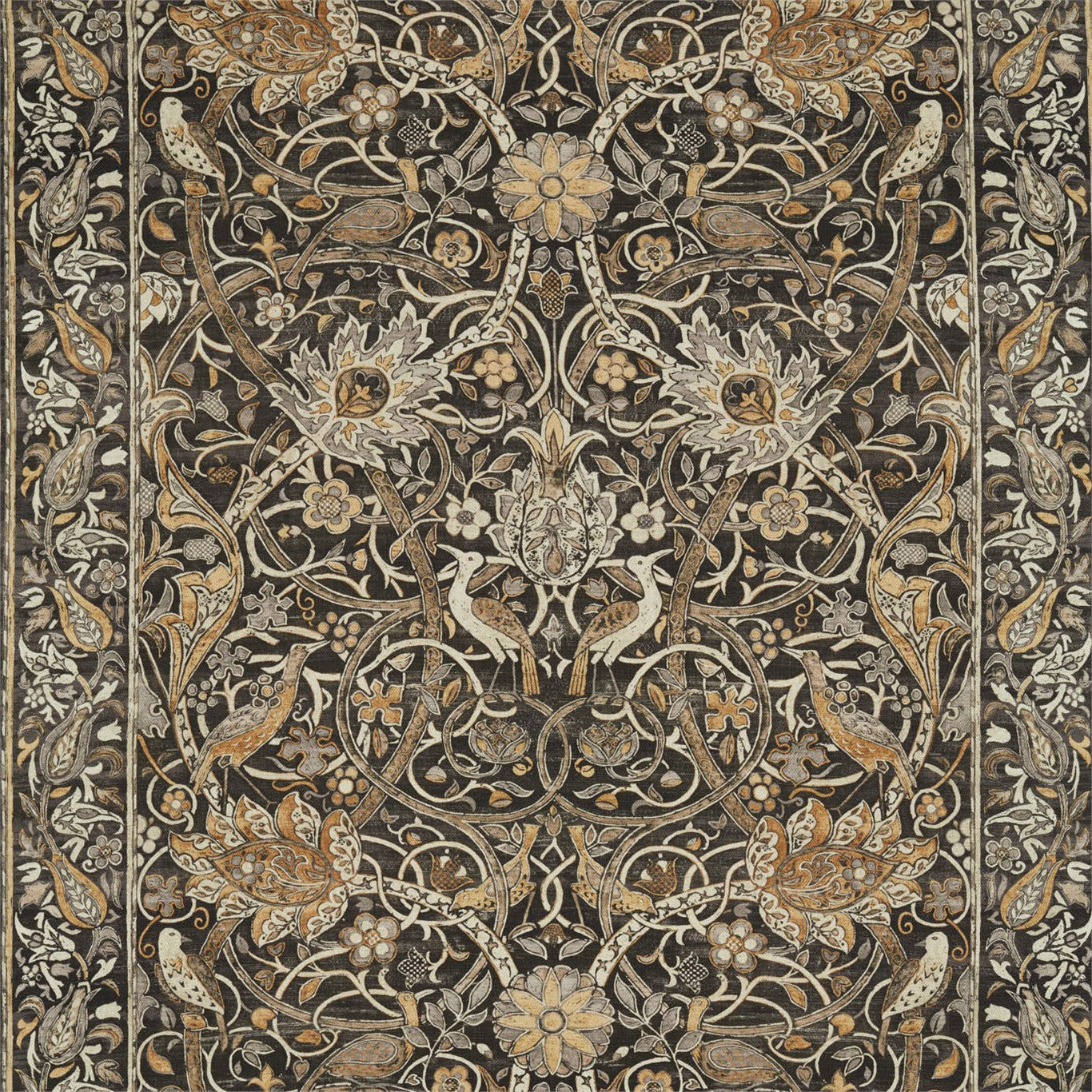 Bullerswood Fabric by Morris & Co. - DMA4226393 - Charcoal/Mustard