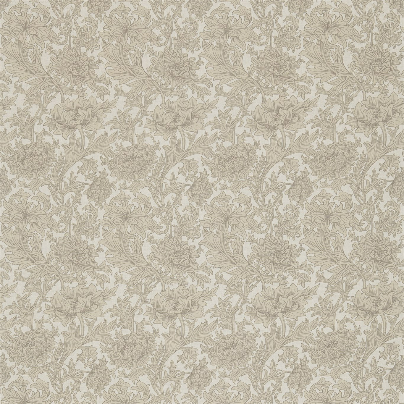 Chrysanthemum Toile Fabric by Morris & Co. - DMCOCH204 - Sisal/Canvas
