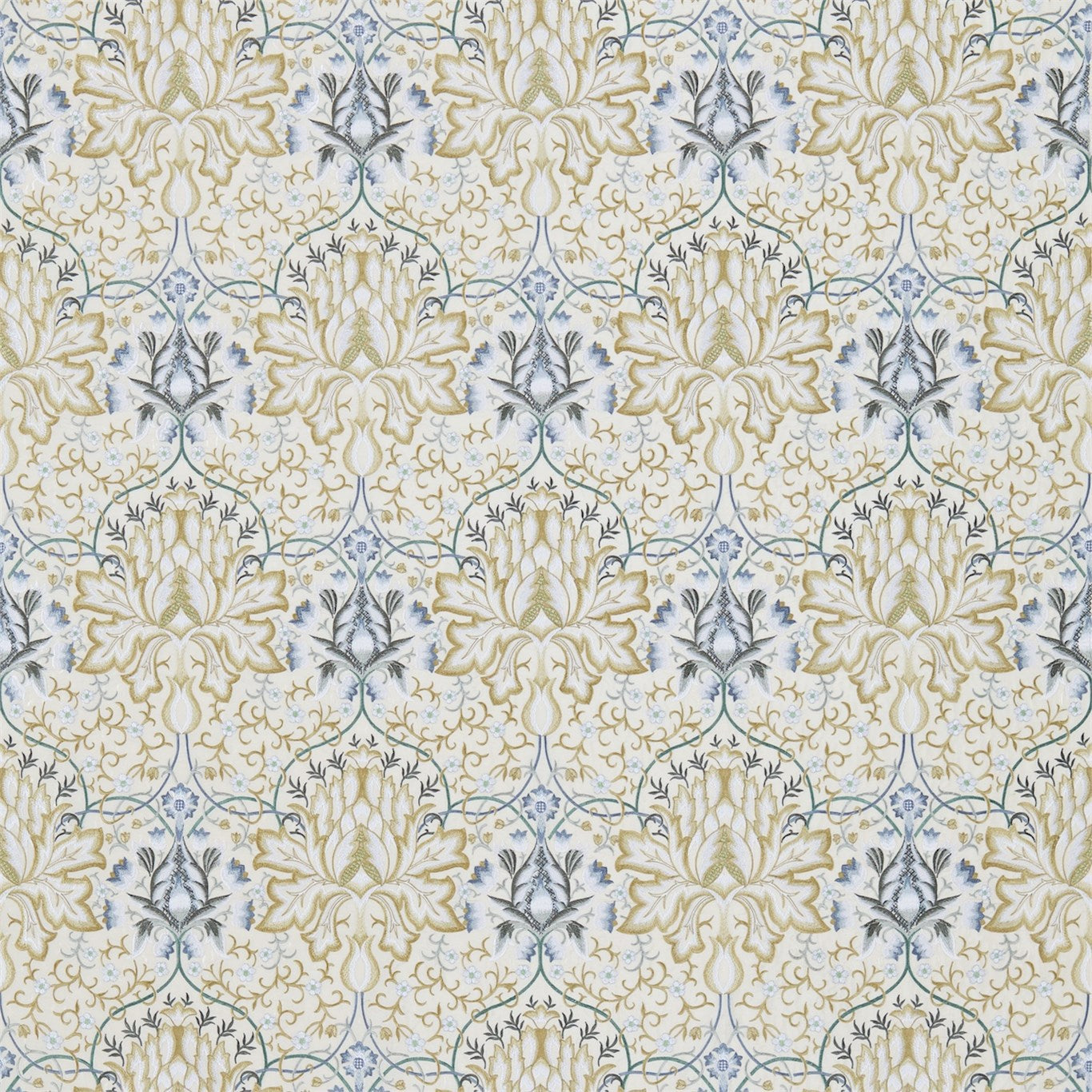 Artichoke Embroidery Fabric by Morris & Co. - DMEM234544 - Soft Gold/Cream