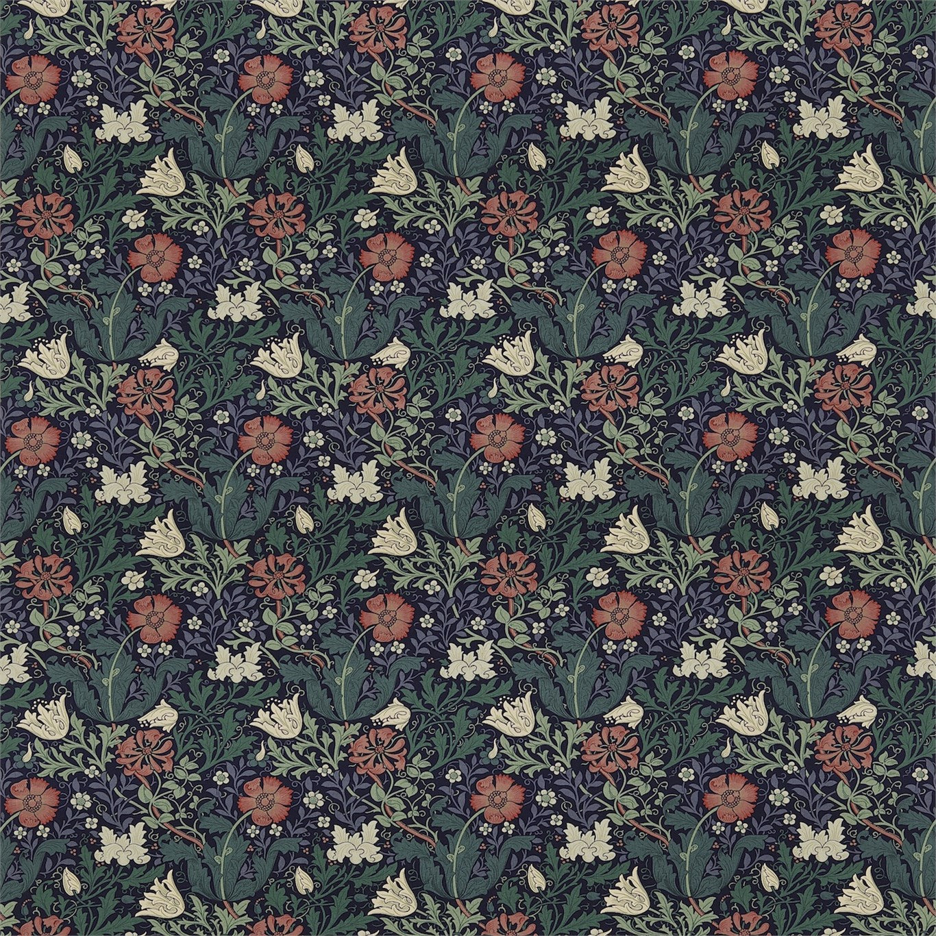 Compton Fabric by Morris & Co. - DMFPCO205 - Indigo/Green