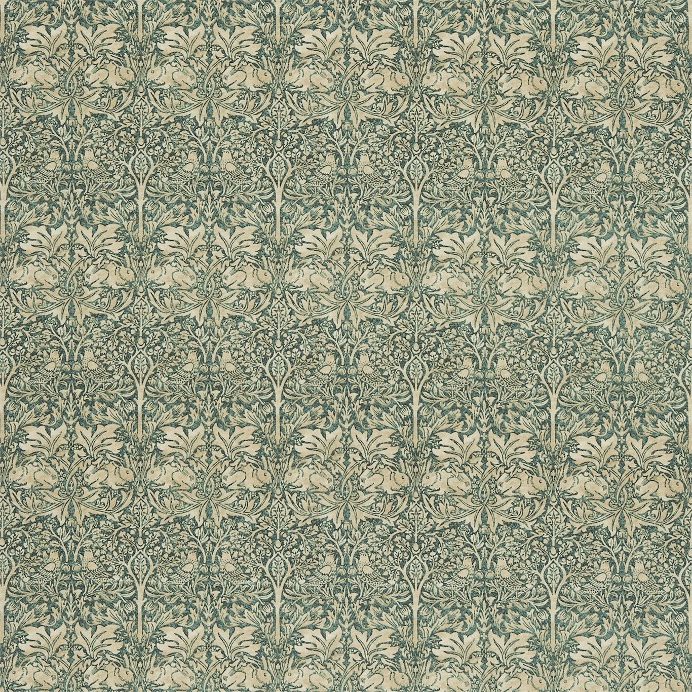 Brer Rabbit Fabric by Morris & Co. - DMORBR203 - Forest/Manilla