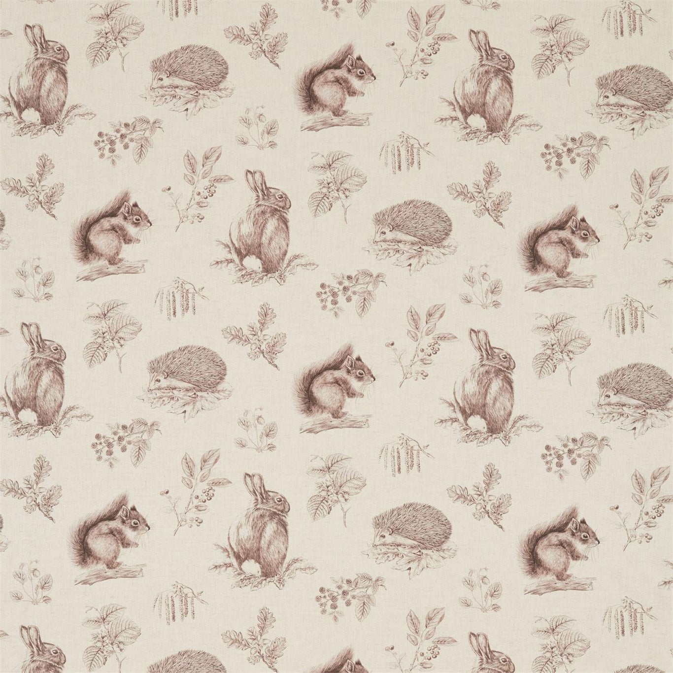 Squirrel & Hedgehog Fabric by Sanderson