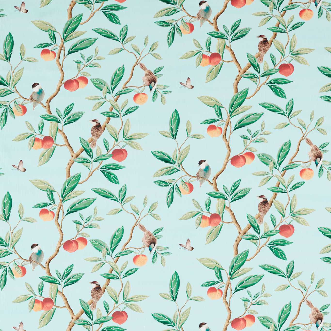 Ella Fabric by Harlequin - HDHP121113 - Sky/Fig Leaf/ Nectarine