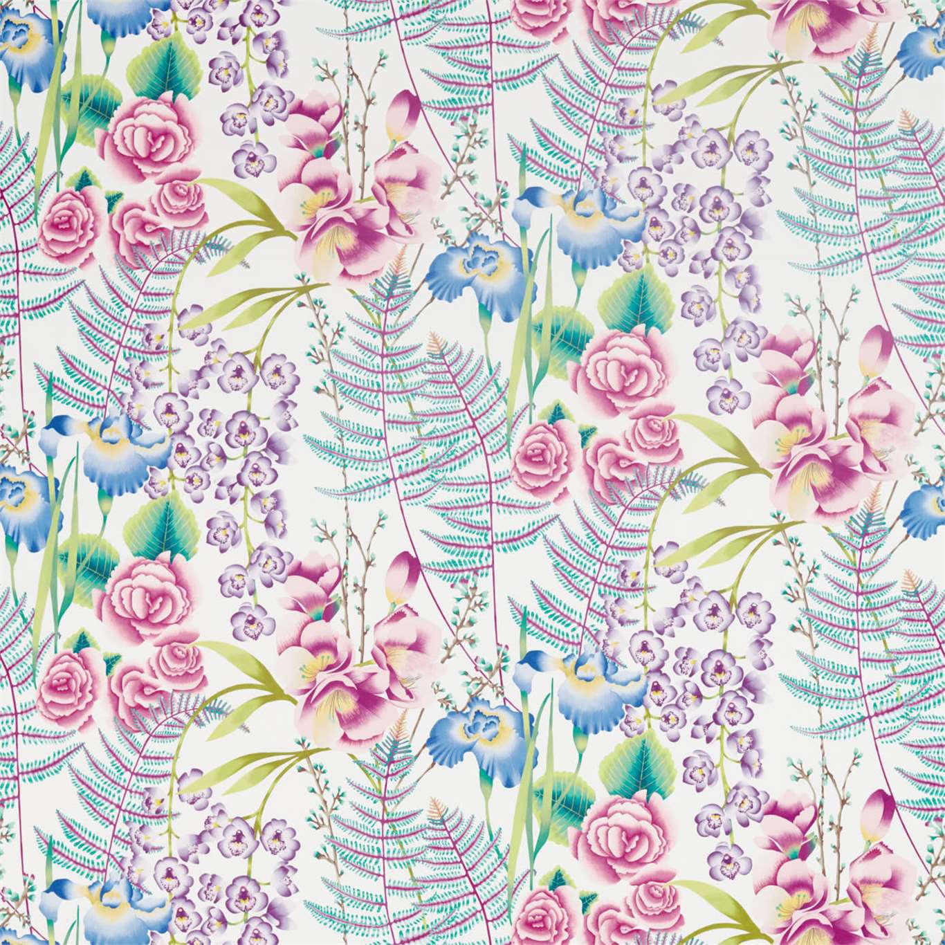 Amaryllis Fabric by Harlequin - HZAP120734 - Cerise/Lagoon