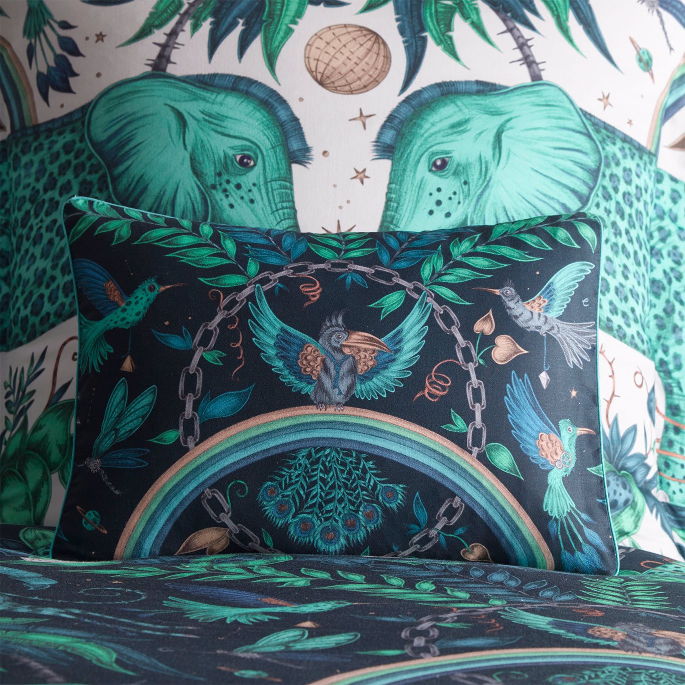 Zambezi Teal Boudoir Pillowcase White (M2069/02)
