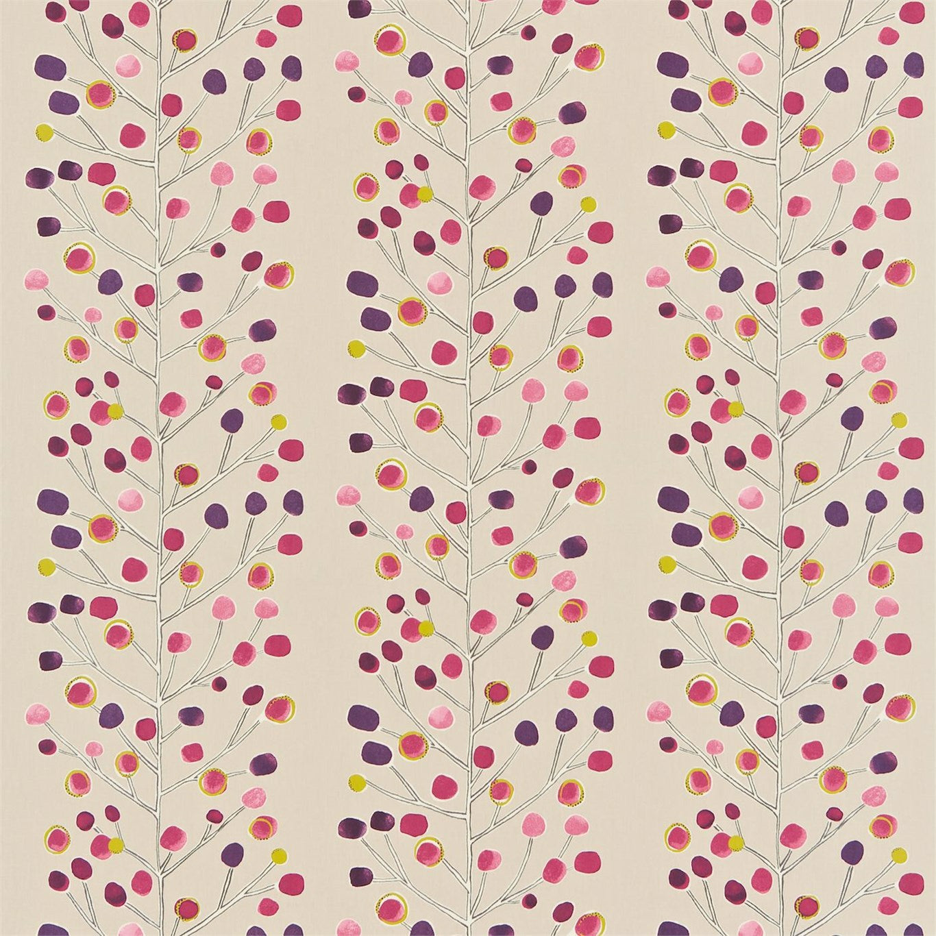 Berry Tree Fabric by Scion - NMEL120053 - Mink Plum Berry And Lime
