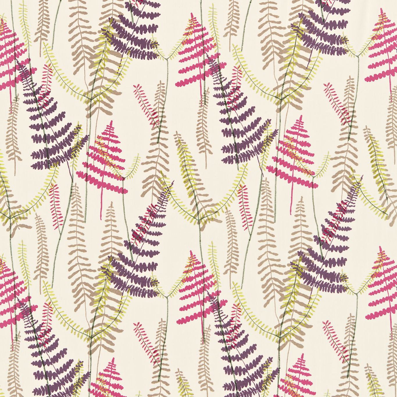 Athyrium Fabric by Scion - NMEL130355 - Plum Fuchsia Linen And Lime