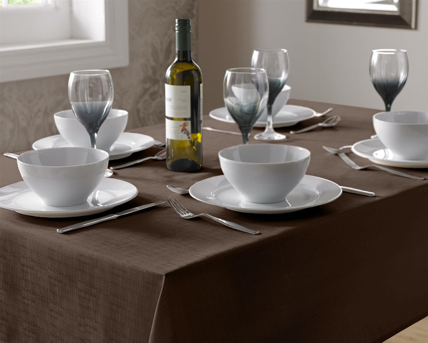 Chocolate Linen Look Tablecloths