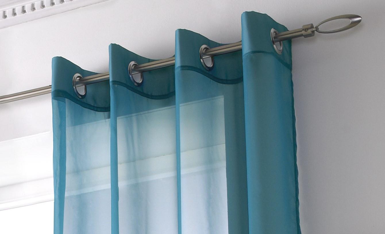 Teal Plain Voile Eyelet Panel. Including Free Tie Back