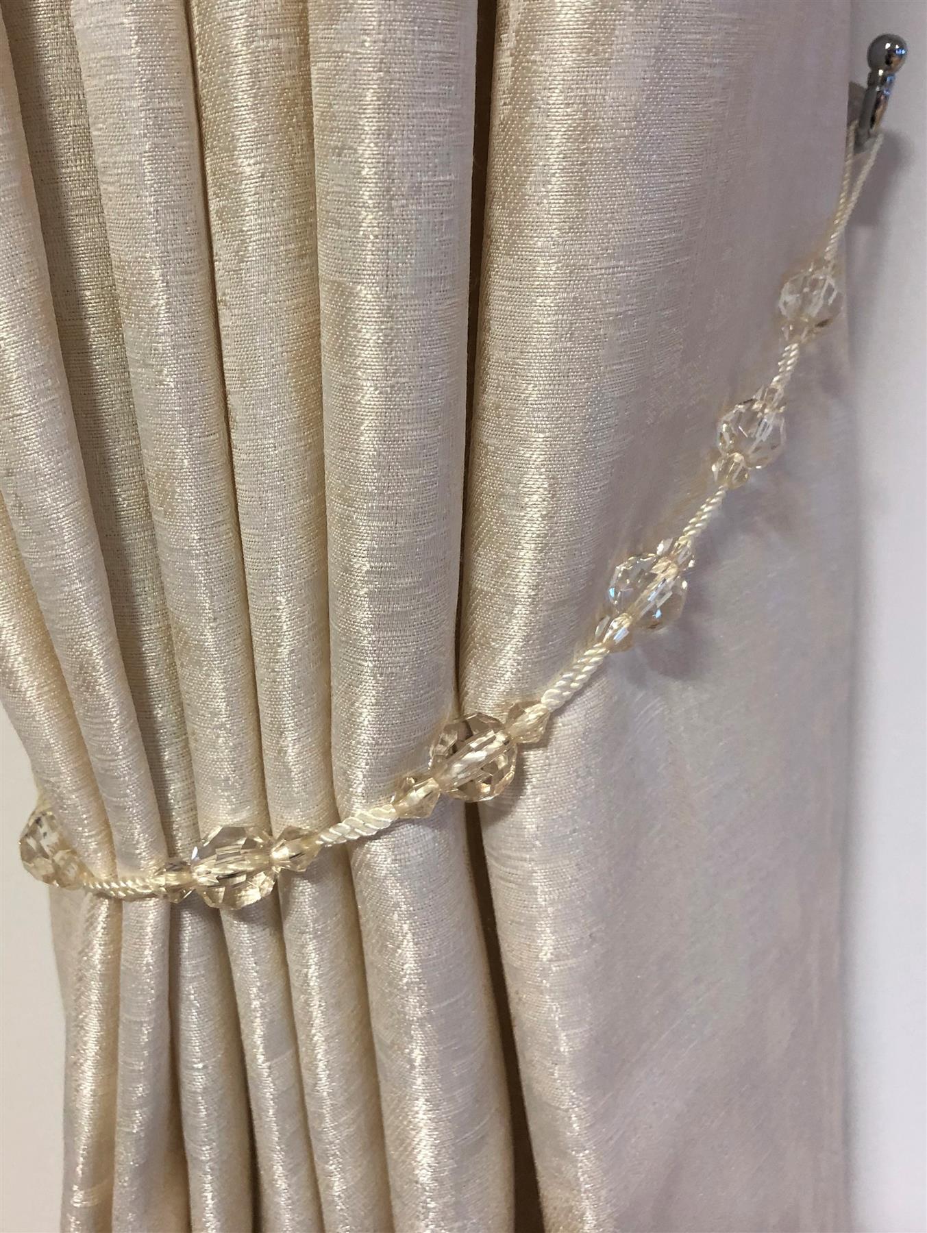 Cream Twinkle Curtain Tie Backs - Pair
