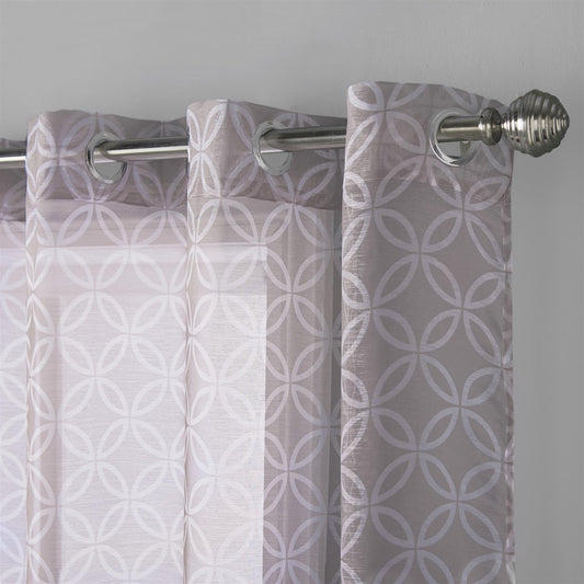 Latte Harp Eyelet Voile Curtain Panel