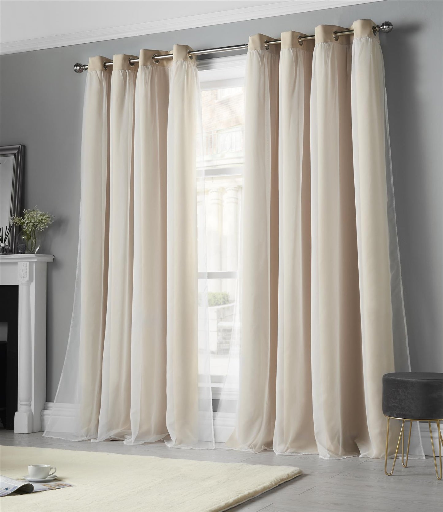 Cream Beck Blackout Thermal Eyelet Curtains - Pair